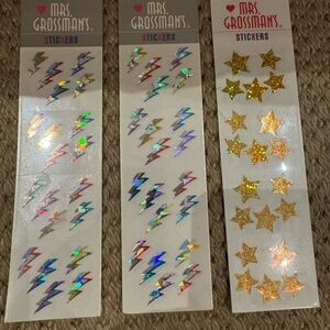 Mrs. Grossman's Holographic lightning and Gold Star Stickers.new.vintage.1998